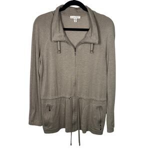 St. John Sport Tan Zip Up Tie Waist Sweatshirt Women's Medium